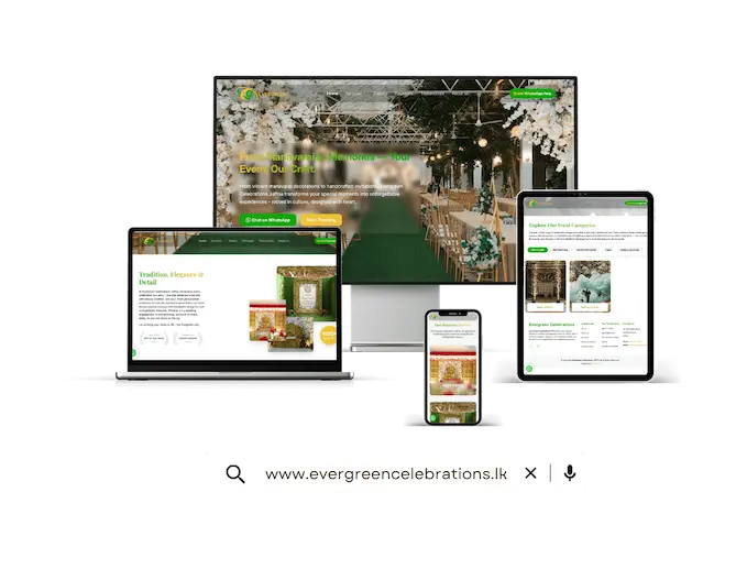 Evergreen Celebrations website preview