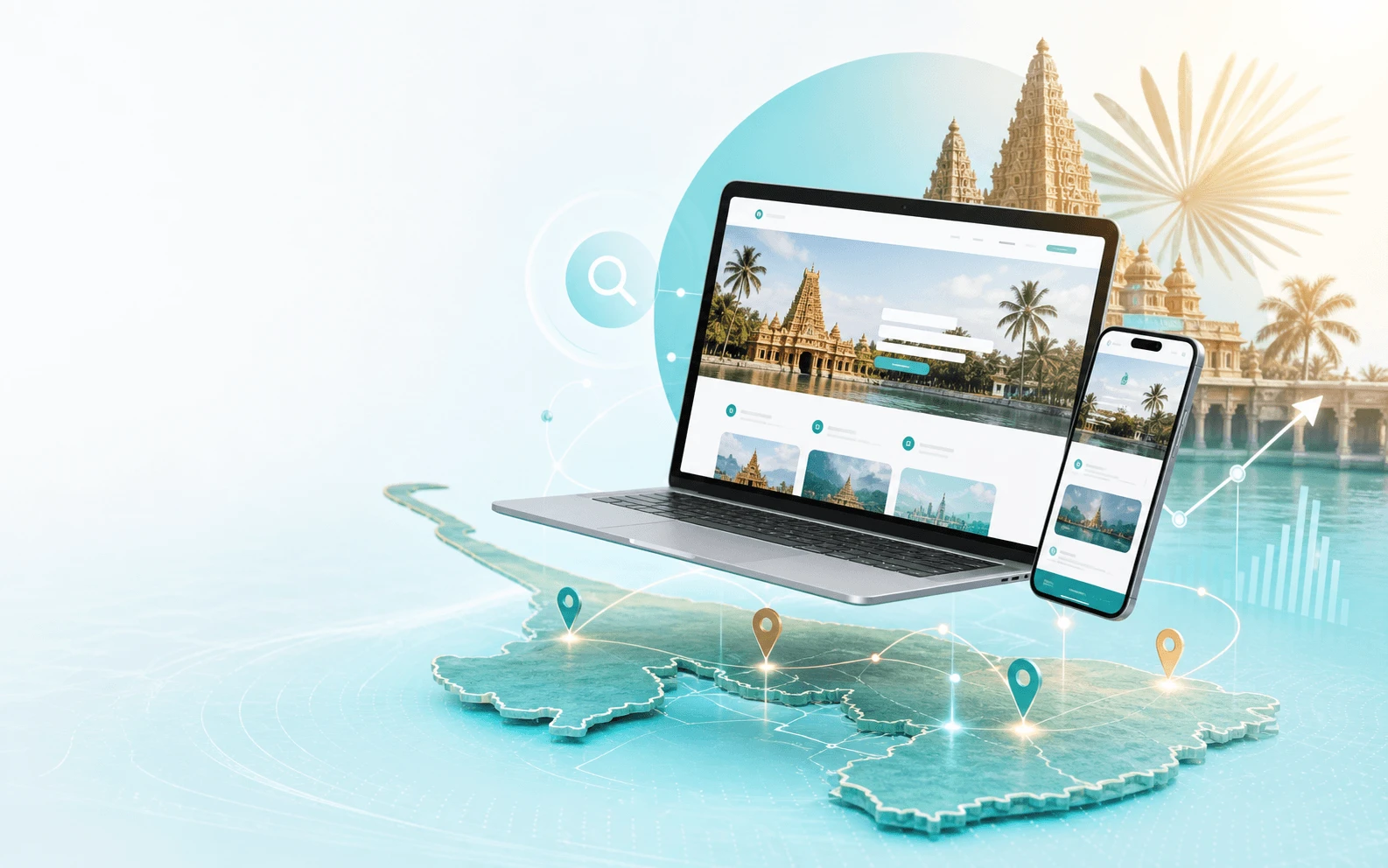 Modern website mockup for a Jaffna business with laptop and mobile screens